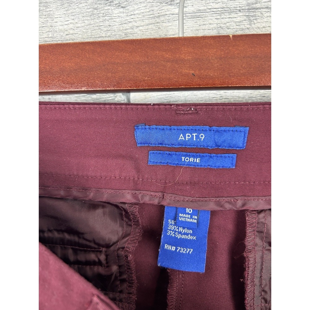 Apt 9 Women's Burgundy Tori Dress Pants 10 - Picture 3 of 8